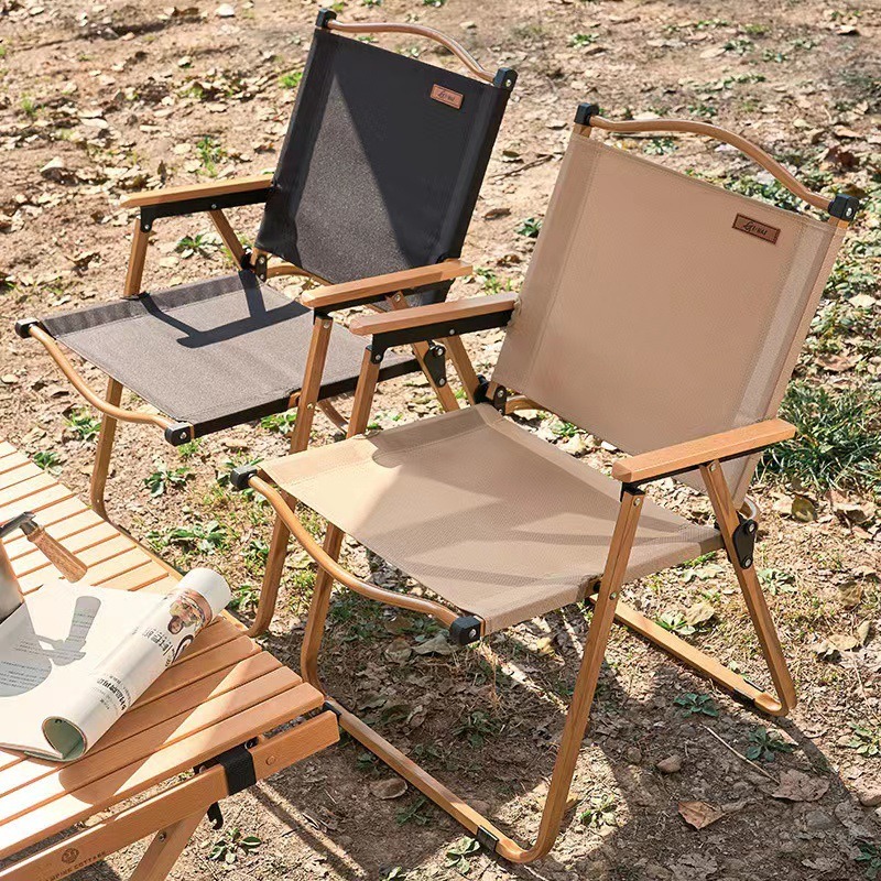 Outdoor Camping High Chair - เก้าอี้พับได้แบบพกพา น้ำหนักเบา สำหรับตั้งแคมป์กลางแจ้ง พนักพิงสูง มีที่วางแก้ว พร้อมกระเป๋าหิ้ว