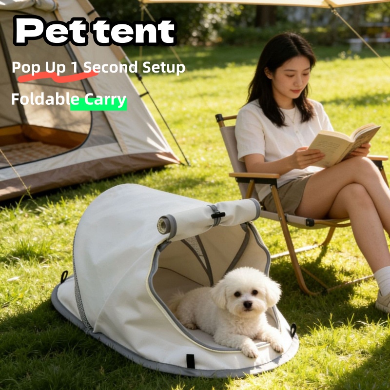 Outdoor Camping Dog Fence - เต็นท์สุนัขแบบพกพา กันแดด ระบายอากาศ กันน้ำ บ้านสัตว์เลี้ยงแบบพับได้ สำหรับสุนัขขนาดเล็กถึงกลาง