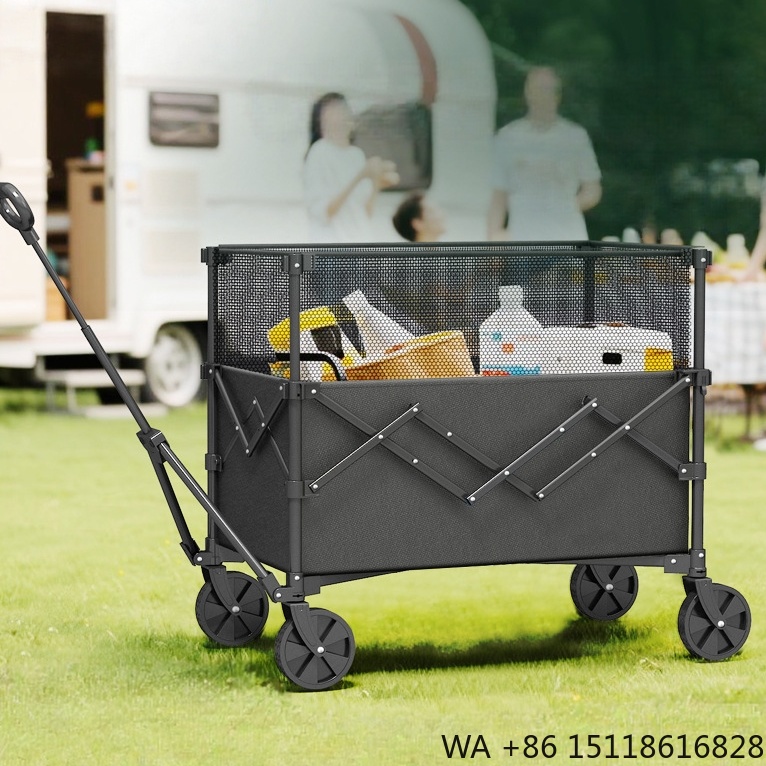 Outdoor Camping Table - โครงเหล็กแข็งแรงทนทาน ป้องกันสนิม พับเก็บได้ ระบายอากาศดี ใช้งานได้หลากหลาย รถเข็นอเนกประสงค์ขนาดใหญ่