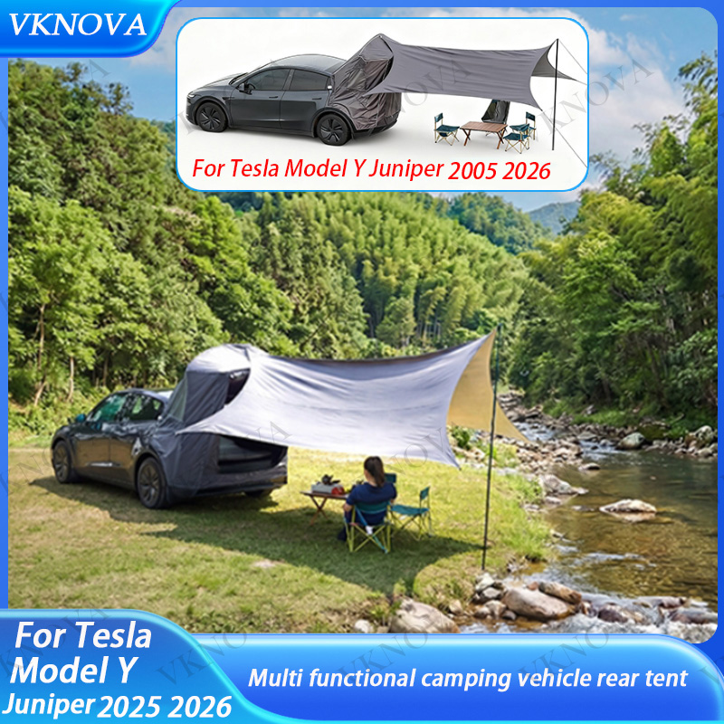Outdoor Camping Car Tail Tent - เต็นท์ท้ายรถสำหรับรถเทสล่า รุ่น Y สำหรับตั้งแคมป์กลางแจ้ง พร้อมหลังคา ป้องกันแสงแดด