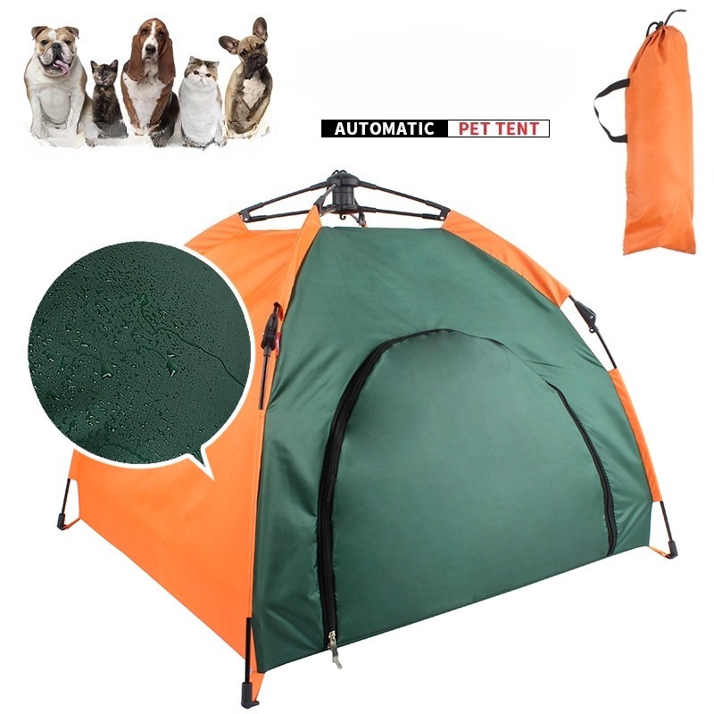 Outdoor Camping Dog Fence - เต็นท์สัตว์เลี้ยงกลางแจ้งแบบพับได้อัตโนมัติ บ้านแมวและสุนัข กันฝน กันแดด เตียงสัตว์เลี้ยงแบบพกพาสำหรับรถยนต์ เต็นท์สุนัข