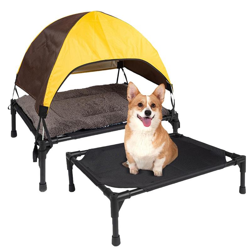 Outdoor Camping Dog Fence - กลางแจ้งสูงเตียงสุนัขพับยกเปลสัตว์เลี้ยงที่ถอดออกได้ Canopy Shade เต็นท์ Breathable เตียงสุนัขกระเป๋าถือสําหรับ