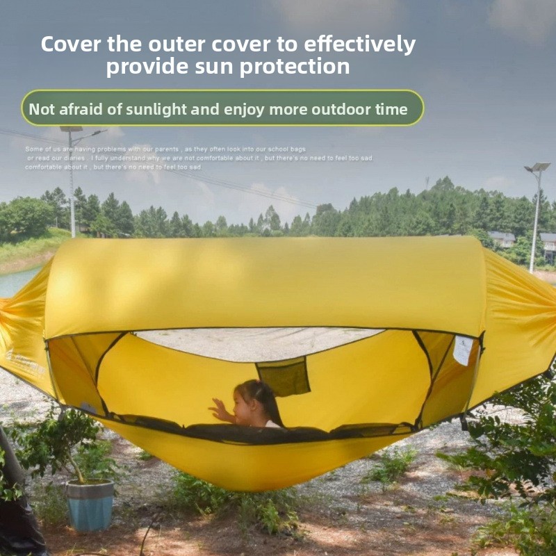 Outdoor Camping Mosquito Net - เต็นท์เปลญวนสำหรับผู้ใหญ่กลางแจ้ง: กันยุง/กันฝนและป้องกันการล้มพร้อมมุ้งกันยุงแบบเต็ม - เปลญวนแกว่งแคมป์ปิ้ง