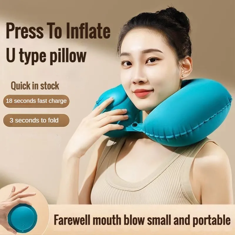 Camp Pillow Compressible - รถแบบพกพาคอป้องกัน U-รูปการบีบอัด Inflatable หมอน,กลางแจ้ง Nap,Camping, travel