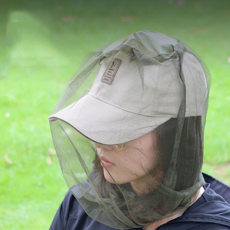 Outdoor Camping Mosquito Net - หมวกตาข่ายกันยุงสำหรับตกปลากลางแจ้ง 1 ชิ้น, ผ้าคลุมศีรษะตาข่ายระบายอากาศป้องกันแสงแดดสำหรับตั้งแคมป์เดินป่าผู้ชายผู้หญิง