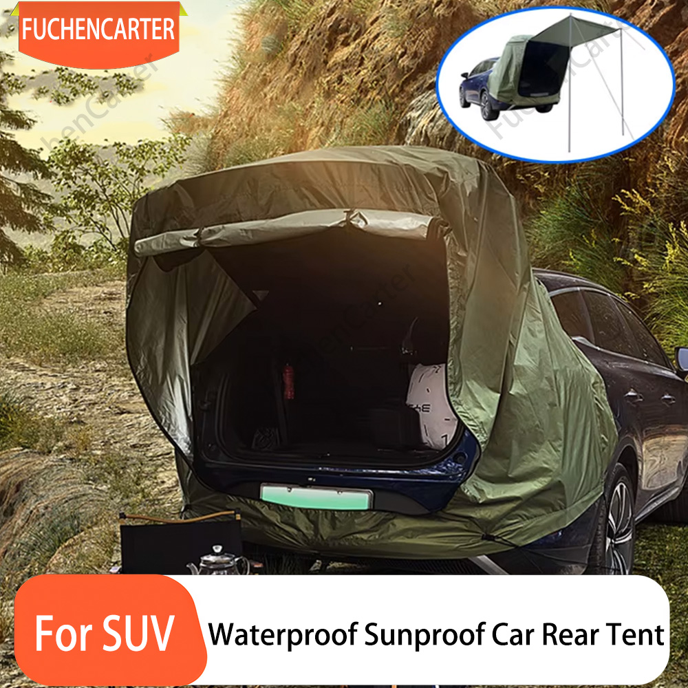 Outdoor Camping Car Tail Tent - เต็นท์ท้ายรถ SUV สำหรับตั้งแคมป์ปิกนิกกลางแจ้ง กันน้ำ กันแดด ผ้าใบคลุมท้ายรถแบบพกพา