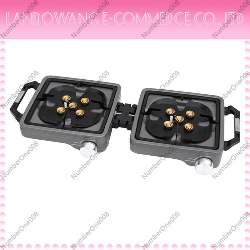 Outdoor Camping Burner - เตาแก๊สปิกนิกแบบพกพา 2 หัวเตา กำลังไฟสูง สำหรับตั้งแคมป์ พร้อมเตาปิ้งย่างแบบพับได้
