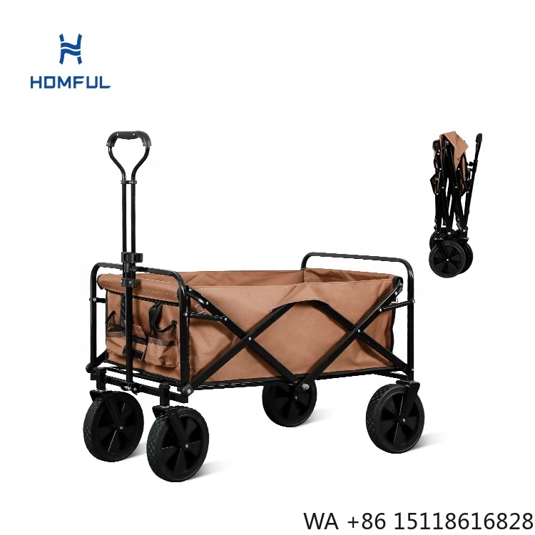 Outdoor Camping Table - รถเข็นตกปลา HOMFUL แบบพับได้ รถเข็นแคมป์ปิ้ง รถเข็นชายหาดสำหรับทราย ล้อใหญ่