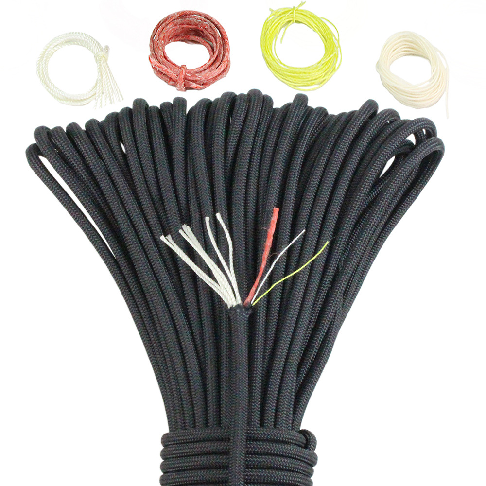 Outdoor Camping Burner - เชือกพาราคอร์ด10แกน550 4มม. อุปกรณ์เอาตัวรอดสำหรับตั้งแคมป์กลางแจ้งเชือกไฟ PE ตกปลาผ้าฝ้ายสายร่มชูชีพปีนเขา