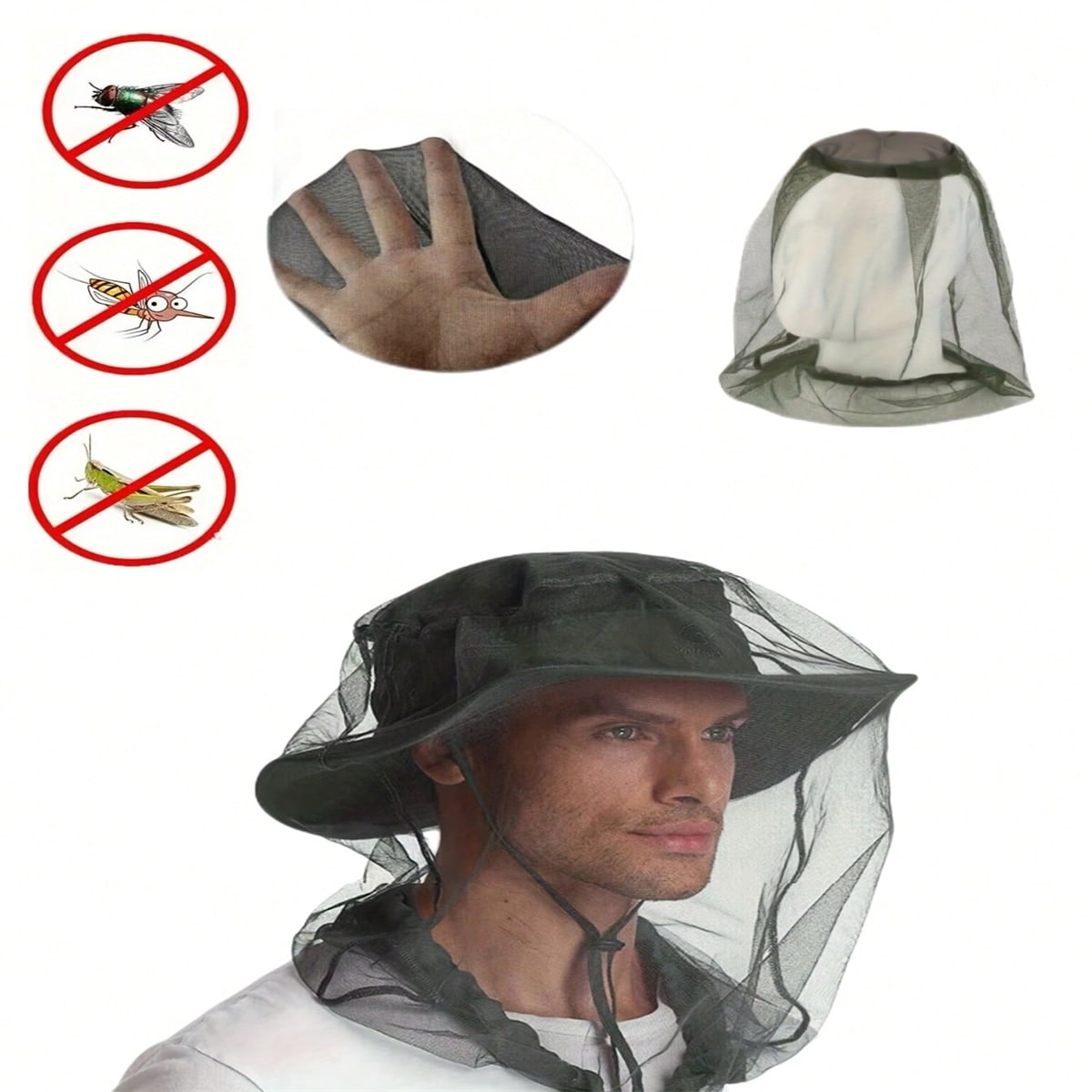Outdoor Camping Mosquito Net - 2PC อุปกรณ์ตั้งแคมป์และเดินป่ากลางแจ้ง, การควบคุมแมลงและยุง, อุปกรณ์ป้องกันศีรษะ, ตาข่าย, อุปกรณ์ตกปลากลางแจ้ง,