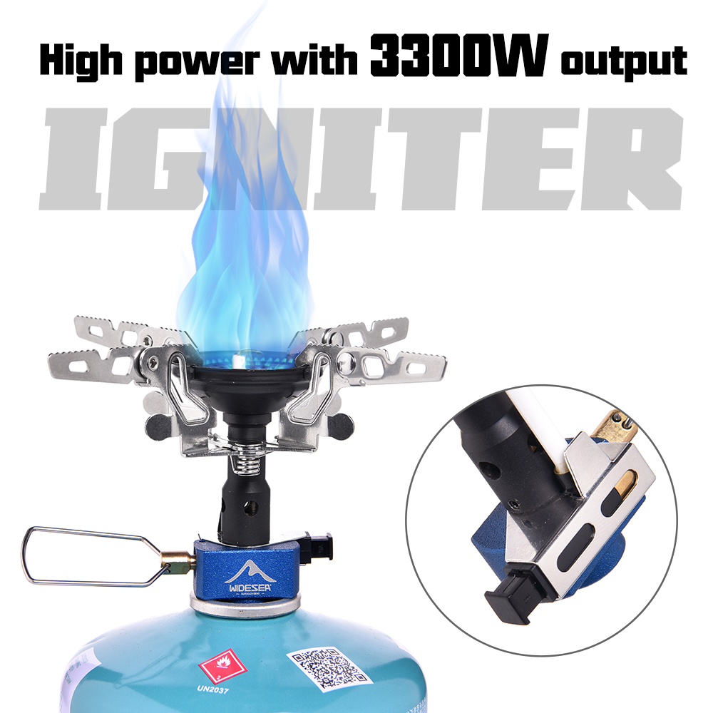 Outdoor Camping Burner - เตาแก๊สปิกนิกสำหรับตั้งแคมป์กลางแจ้ง 3300 วัตต์ พร้อมอุปกรณ์จุดไฟ อุปกรณ์แคมป์ปิ้งแบบพกพา สำหรับนักท่องเที่ยว