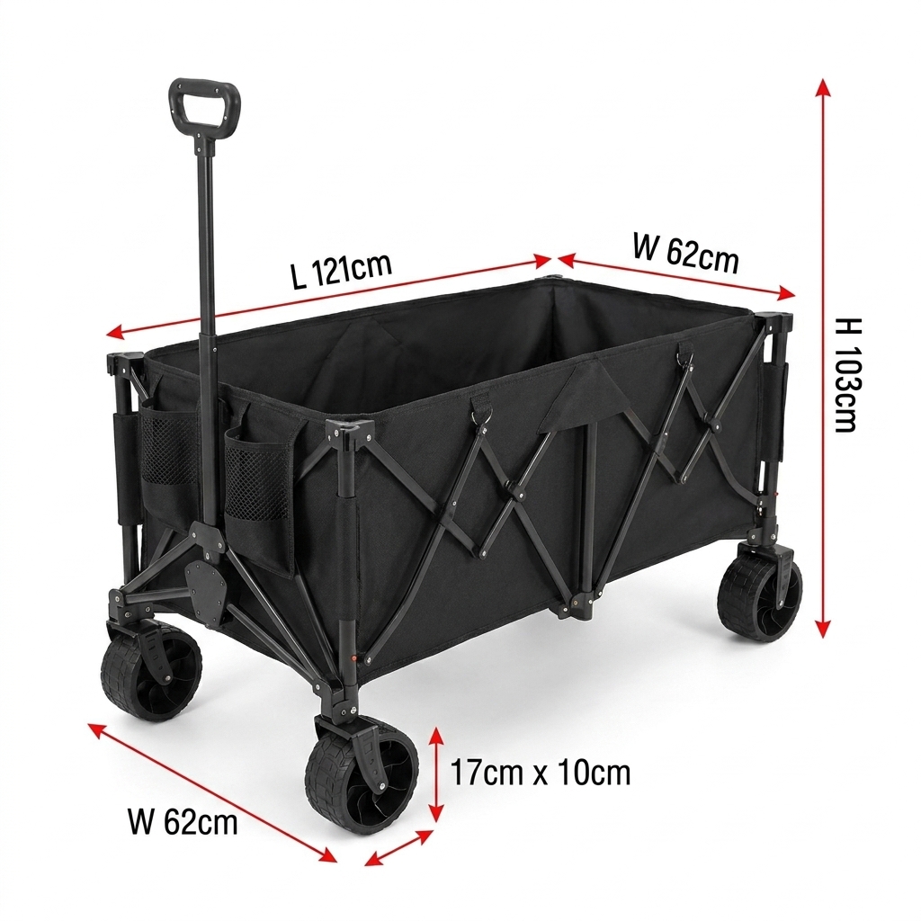 Outdoor Camping Table - รถเข็นพับได้แบบพิเศษสำหรับงานหนัก ความจุขนาดใหญ่พิเศษ 260 ลิตร รับน้ำหนักได้ 360