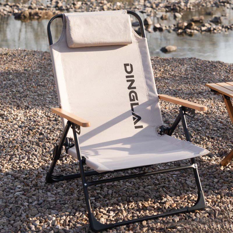 Outdoor Camping High Chair - เก้าอี้พับกลางแจ้ง เก้าอี้พักผ่อนแบบพกพาสำหรับตั้งแคมป์ ปรับมุมได้ พร้อมหมอนถอดได้ พนักพิงสูง เก้าอี้ตกปลา