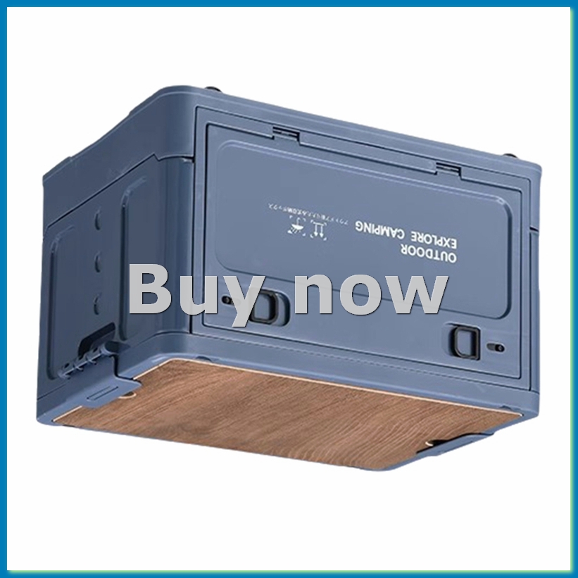 Outdoor Camping Table - กล่องเก็บของพับได้สำหรับตั้งแคมป์กลางแจ้ง กล่องเก็บของในรถยนต์ อุปกรณ์แคมป์ปิ้งสำหรับการเดินทางกลางแจ้ง สีฟ้า, S-ABHG