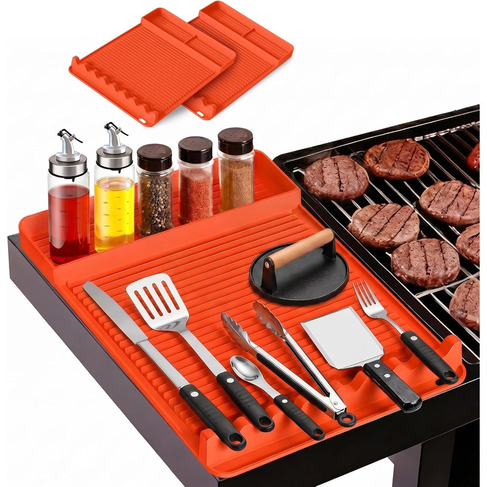 Outdoor Camping Mat - แผ่นรองย่างซิลิโคนทนความร้อน - 16x11.5 นิ้ว แผ่นรองกันลื่นสำหรับบาร์บีคิว อุปกรณ์ทำอาหารกลางแจ้ง