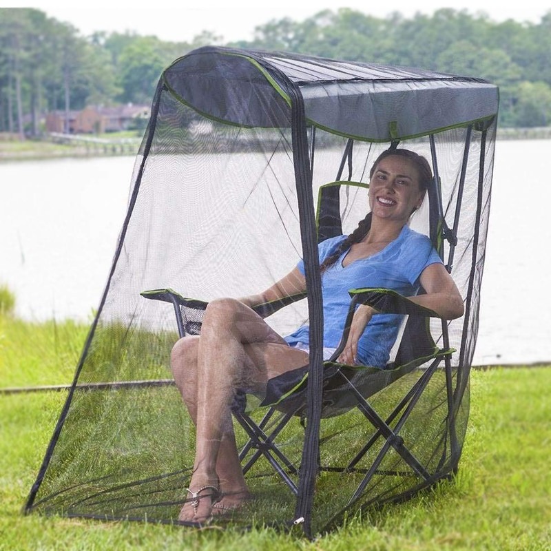 Outdoor Camping Mosquito Net - เก้าอี้ตั้งแคมป์กันยุง พร้อมมุ้งพับได้ ติดตั้งง่าย พกพาสะดวก เก้าอี้กลางแจ้งสำหรับมืออาชีพ อุปกรณ์ตกแต่งแคมป์ปิ้ง