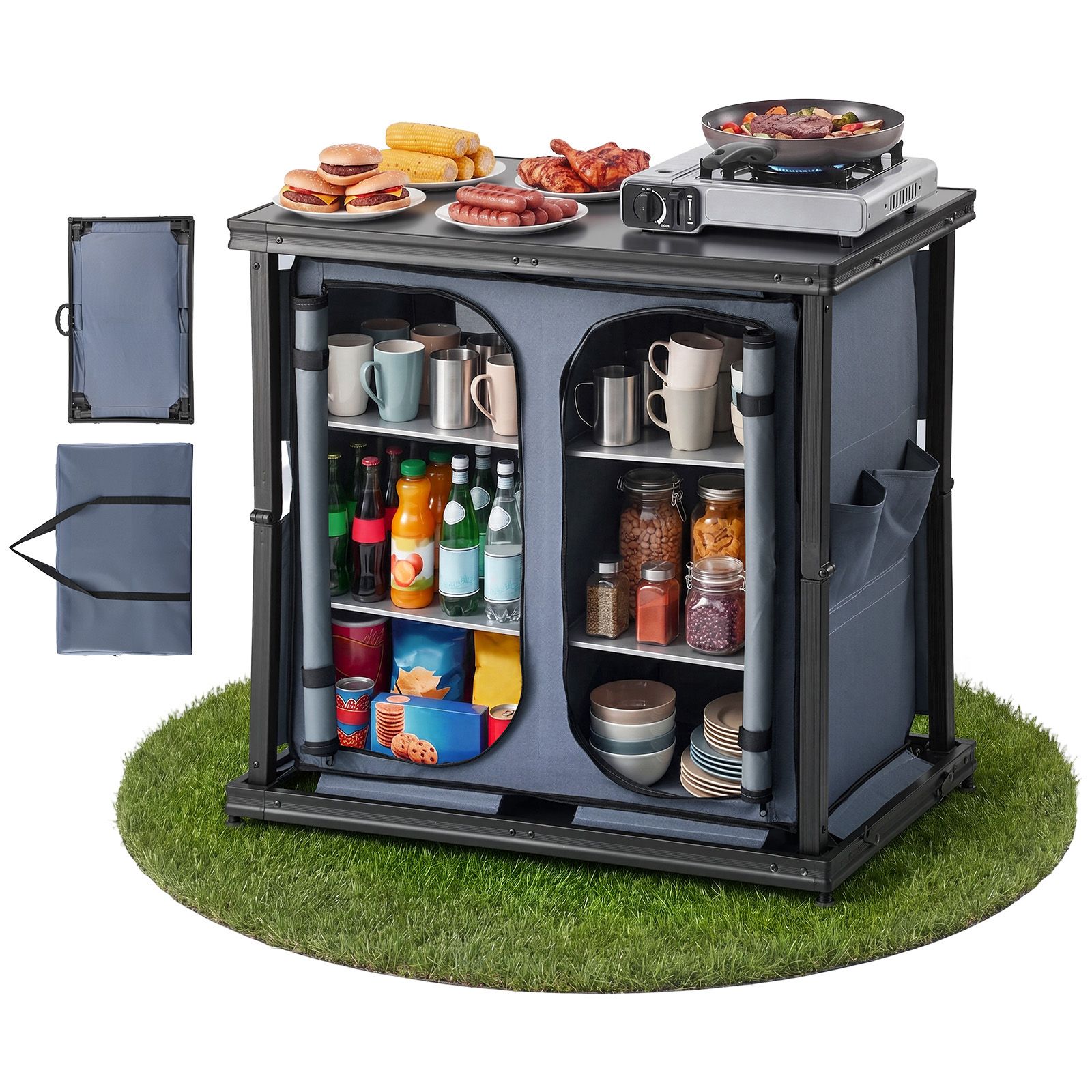 ตู้เก็บของพับได้สำหรับตั้งแคมป - Outdoor Camping Kitchen Setup บทวิจารณ์และราคา