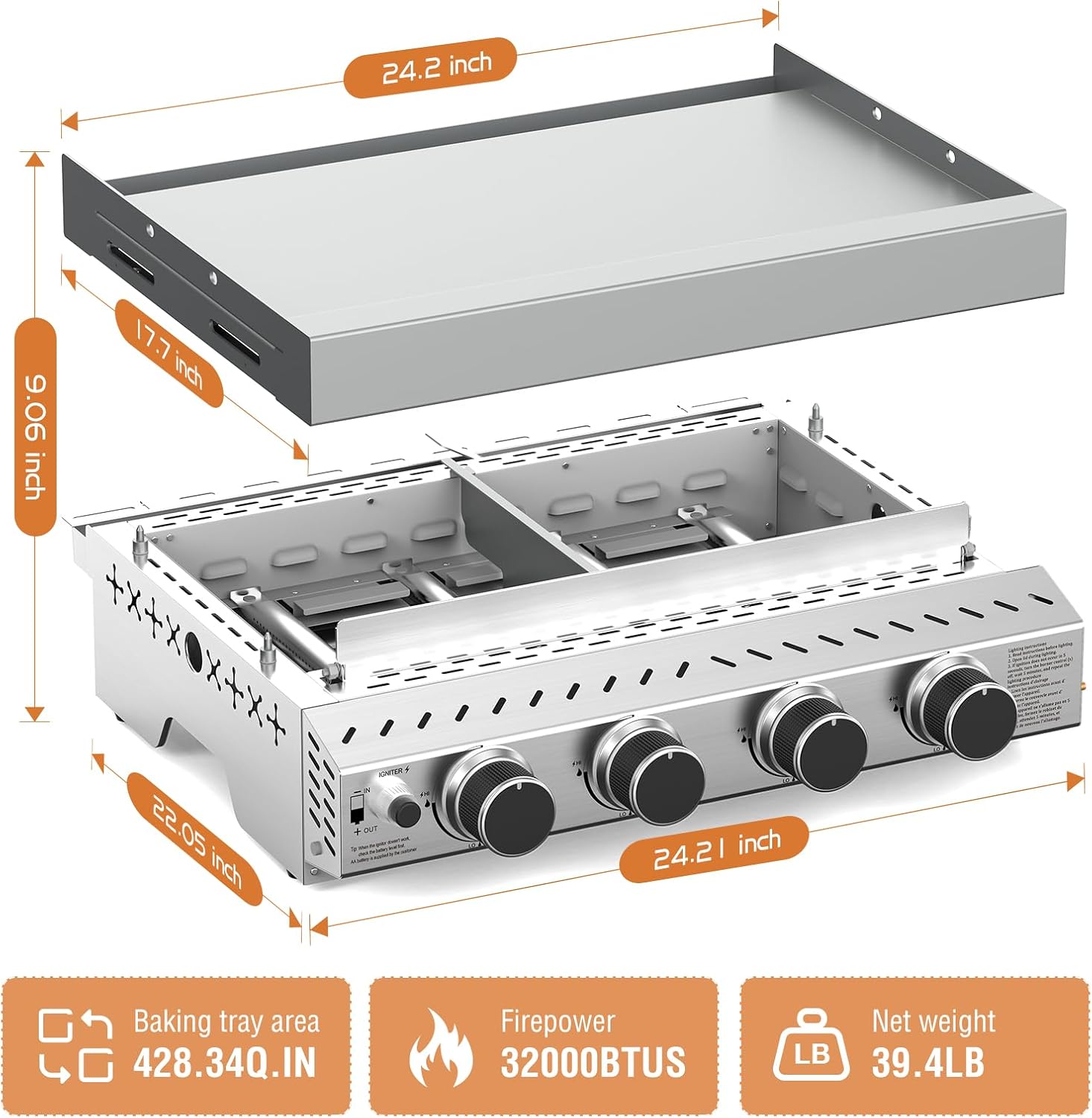 เตาปิ้งย่างสแตนเลสแบบพกพา 4 หั - Outdoor Camping Burner บทวิจารณ์และราคา