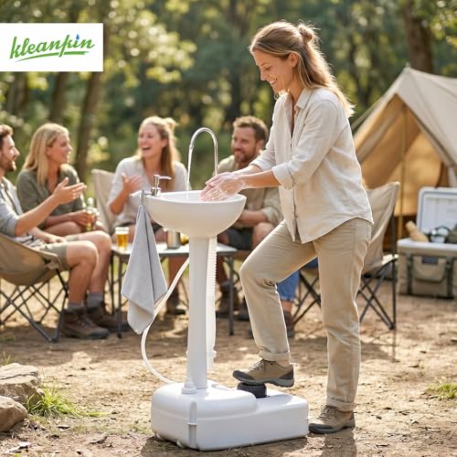 อ่างล้างมือแบบพกพาสำหรับรถบ้าน - Outdoor Camp บทวิจารณ์และราคา
