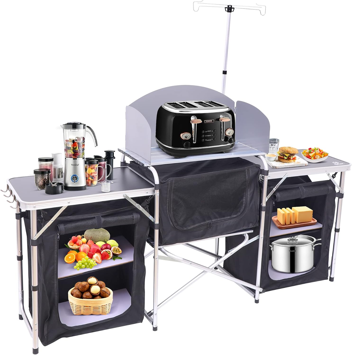 โต๊ะครัวพับได้สำหรับตั้งแคมป์  - Outdoor Camping Kitchen Setup บทวิจารณ์และราคา