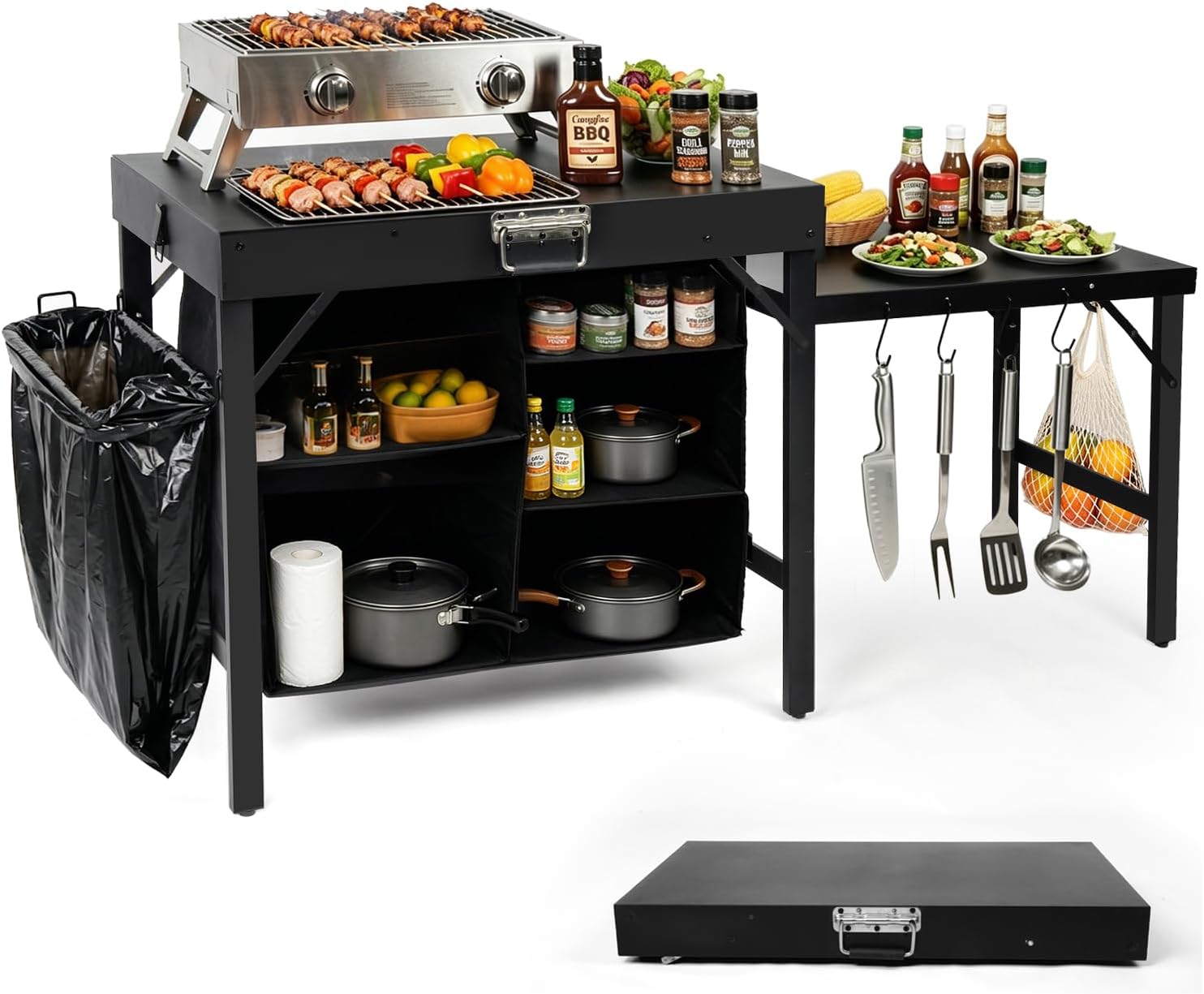 ขาตั้งเตาปิ้งย่างแบบพับได้พร้อ - Outdoor Camping Kitchen Setup บทวิจารณ์และราคา