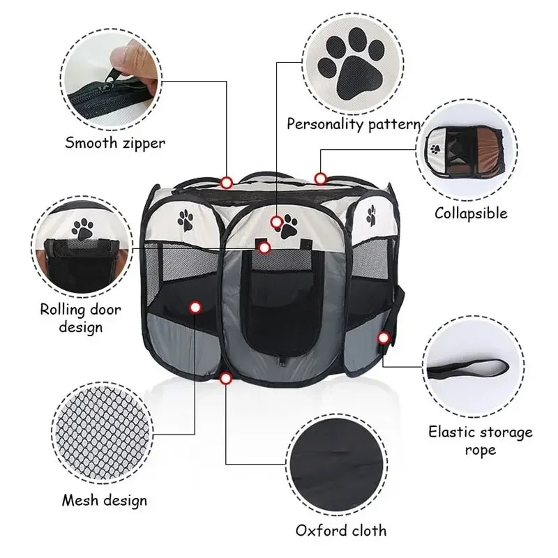 เต็นท์คอกสัตว์เลี้ยงแบบพับได้ท - Outdoor Camping Dog Fence บทวิจารณ์และราคา