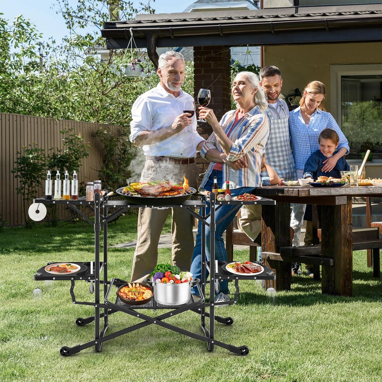 โต๊ะทำอาหารพับได้แบบพกพาสำหรับ - Outdoor Camping Kitchen Setup บทวิจารณ์และราคา