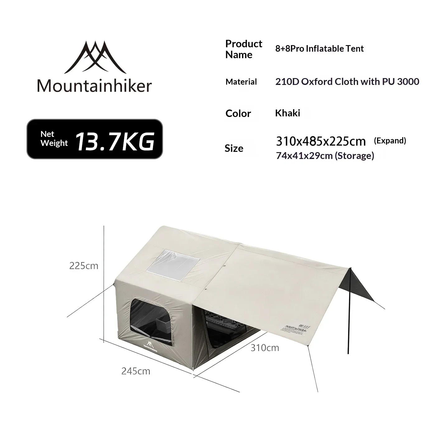 8+8 ㎡   เต็นท์ตั้งแคมป์แบบเป่า - Outdoor Camping House บทวิจารณ์และราคา