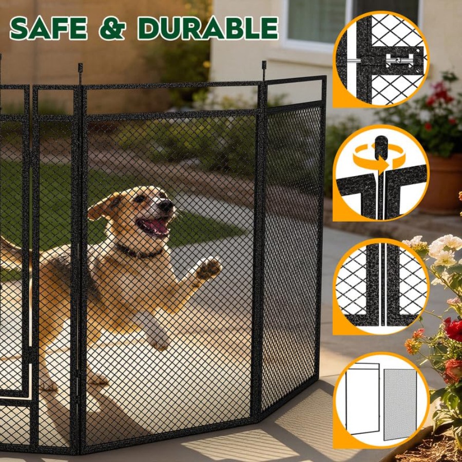คอกกั้นสุนัขพร้อมตาข่ายนิรภัย  - Outdoor Camping Dog Fence บทวิจารณ์และราคา