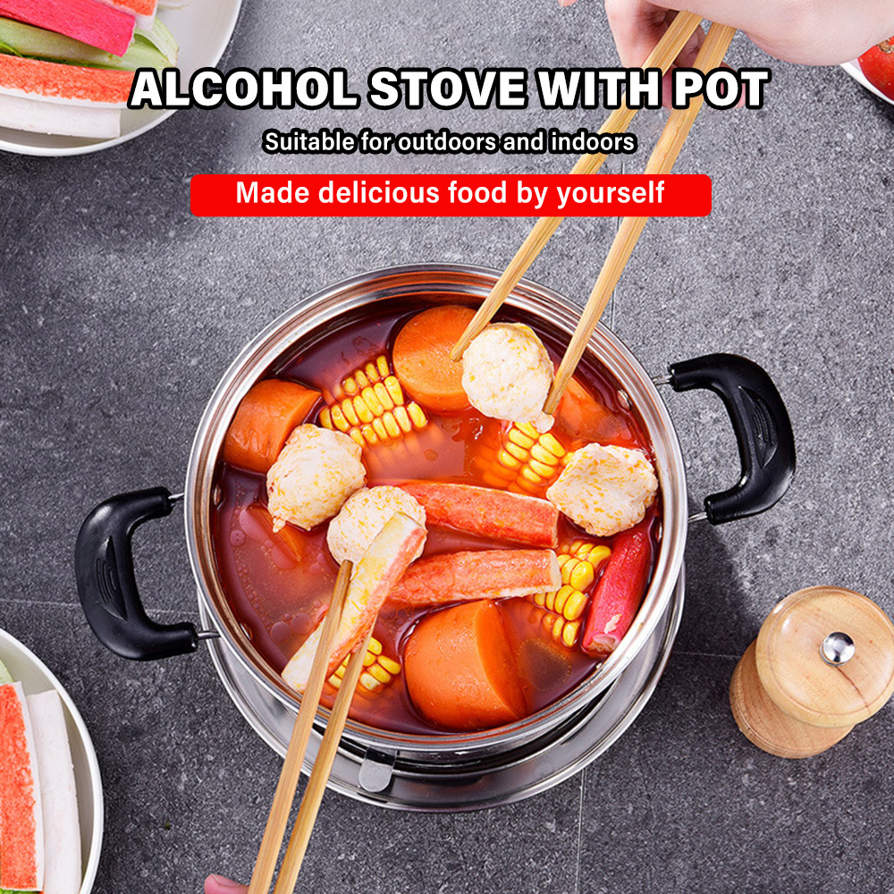 ชุดเตาแอลกอฮอล์สแตนเลสสำหรับกิ - Outdoor Camping Burner บทวิจารณ์และราคา