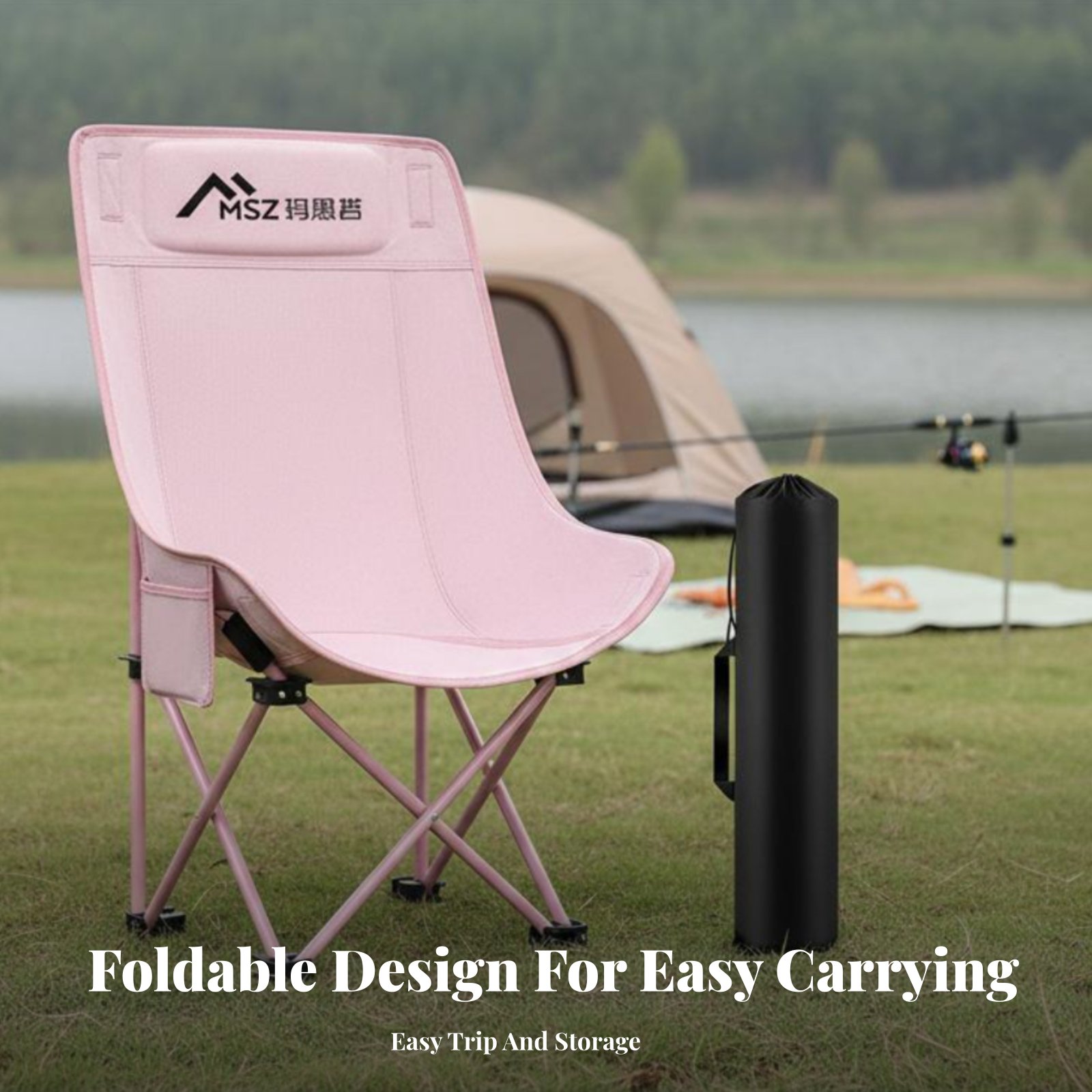 เก้าอี้พับได้ตาข่ายพนักพิงสูง  - Outdoor Camping High Chair บทวิจารณ์และราคา