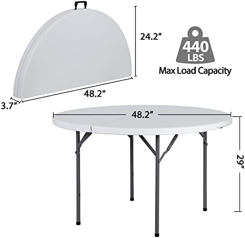 โต๊ะพับทรงกลมขนาด 4 ฟุต, 48 นิ - Camping Outdoor Or Indoor บทวิจารณ์และราคา