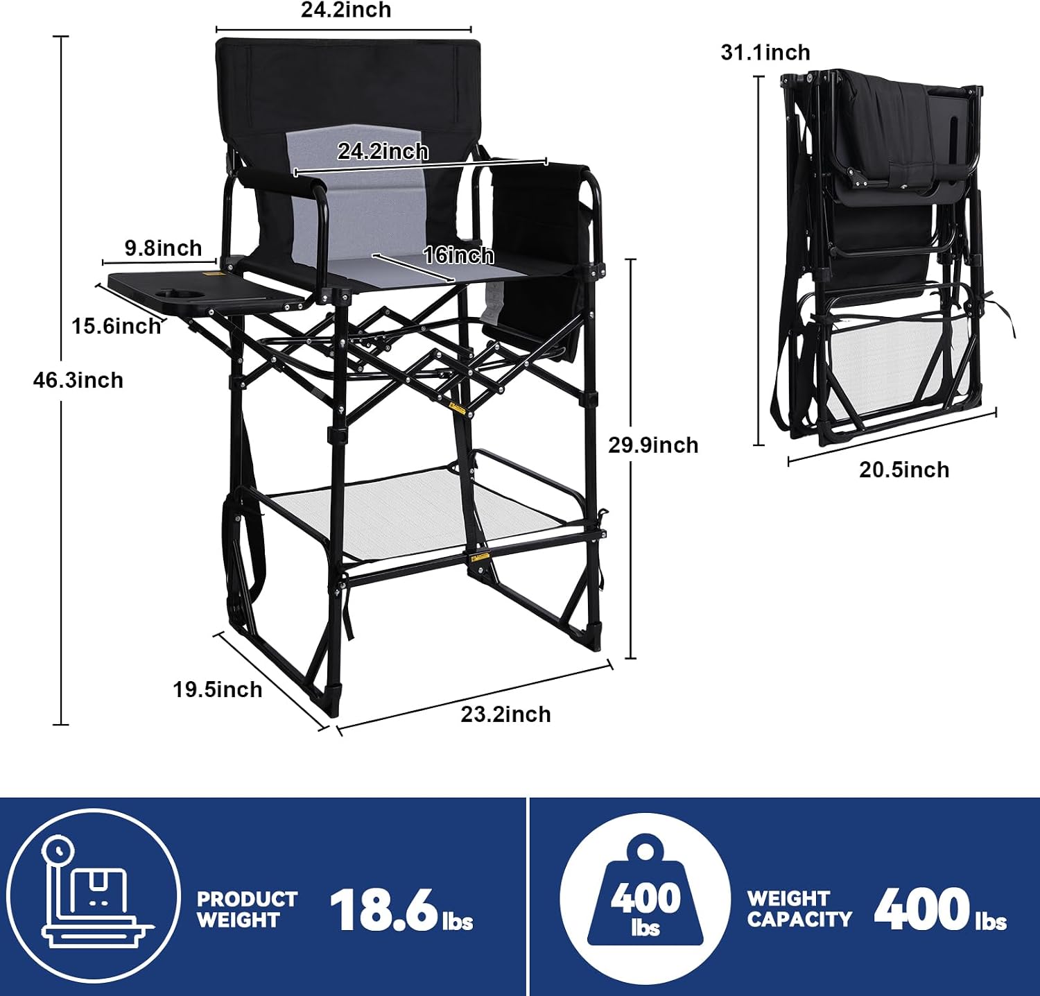 เก้าอี้พับสำหรับแคมป์ปิ้งแบบสู - Outdoor Camping High Chair บทวิจารณ์และราคา