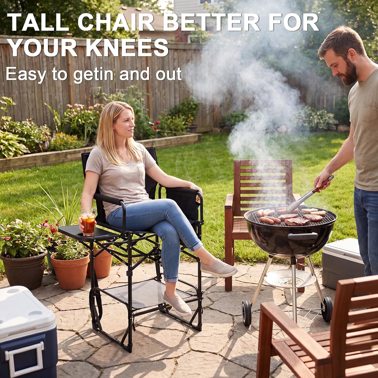 เก้าอี้พับสำหรับแคมป์ปิ้งแบบสู - Outdoor Camping High Chair บทวิจารณ์และราคา