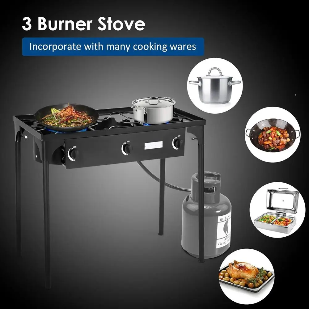 เตาแก๊สโพรเพนแบบพกพา 3 หัวเตา  - Outdoor Camping Burner บทวิจารณ์และราคา
