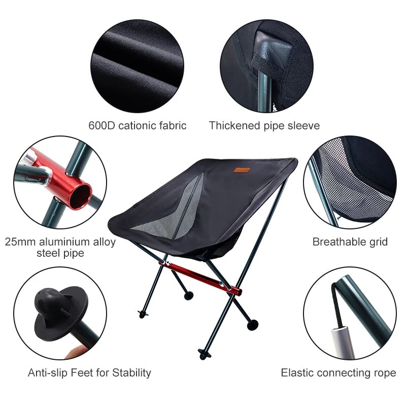 เก้าอี้พักผ่อนพับได้แบบพนักพิง - Outdoor Camping High Chair บทวิจารณ์และราคา